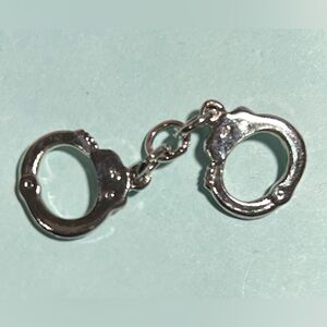 Handcuffs police officer Silver-tone Tie tack -lapel
 pin